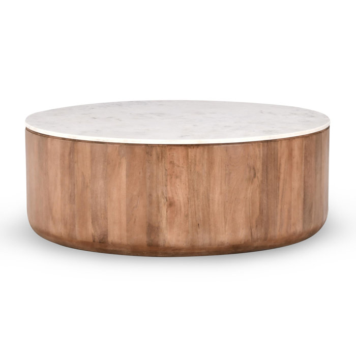 Classic Home Josie Wood and Marble Round Coffee Table | Perigold